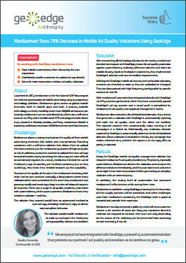 مطالعه مورد جدید! Mediasmart 78٪ تخلفات مربوط به کیفیت تبلیغات موبایل را با GeoEdge مشاهده می کند